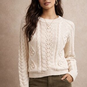Anthropologie Knitted and Knotted  Cable Knit Sweater size X Small